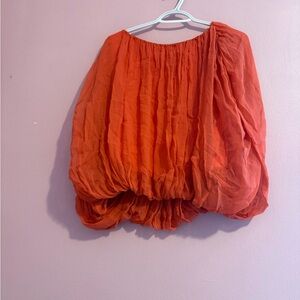 Boat neck silk shirred shirt. New without tags.